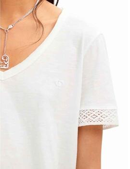 Camiseta Desigual Damasco Blanco Mujer