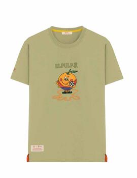 Camiseta elPulpo y Naranjito Estamp Verde Hombre