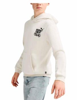 Sudadera Puma ESS  MID 90s Hoodie Blanco Niño