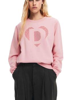 Sudadera Desigual Strass Rosa Mujer