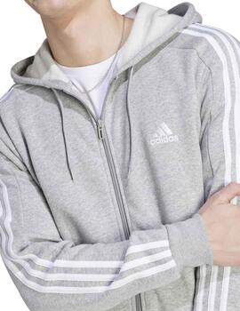 Chaqueta Adidas M 3S FL FZ Gris/Bco Hombre