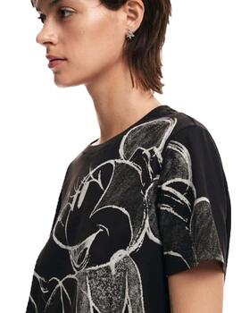 Camiseta Desigual Mikey Drawing Gris Mujer