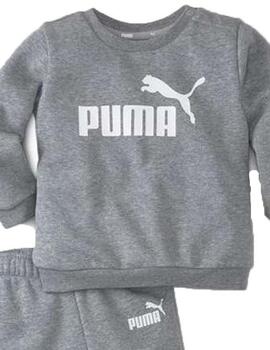 Chandal Puma Minicats ESS Crew Jogger Gris Niño