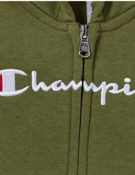 Chaqueta Champion Hooded Full Zip Verde/Negro Niño