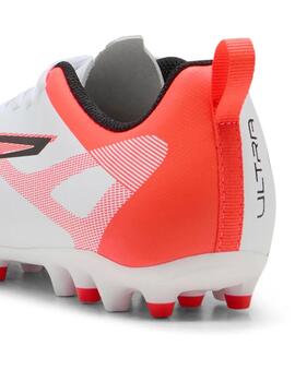 Botas Puma Ultra 5 Play MG Jr Blanco/Naranja