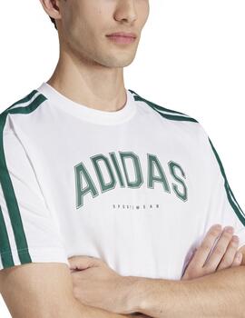 Camiseta Adidas M C Colleg Blanco/Verde Hombre