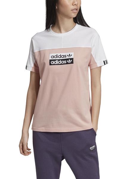 Residuos Descolorar Negar Camiseta Adidas Mujer Originals Rosa-Blanco