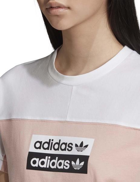Residuos Descolorar Negar Camiseta Adidas Mujer Originals Rosa-Blanco