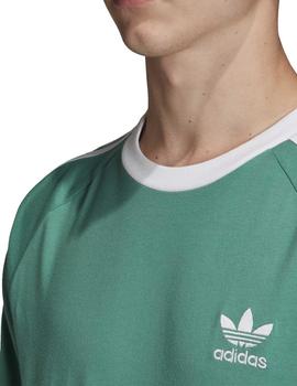Con sinsonte grabadora Camiseta Adidas 3-Stripes Verde/Blanco Para Hombre