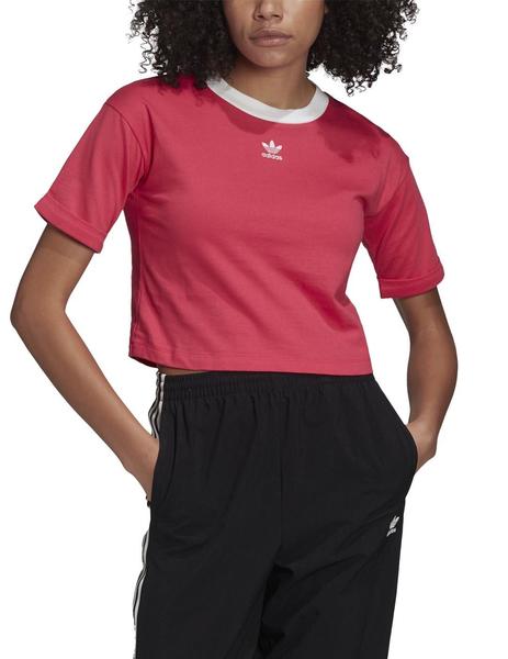 Camiseta Adidas Crop Rosa/Blanco Mujer